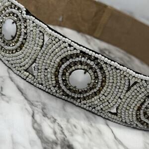 Anthropologie Embellished Beaded Stretch Belt Womens Size Small Snap Closure